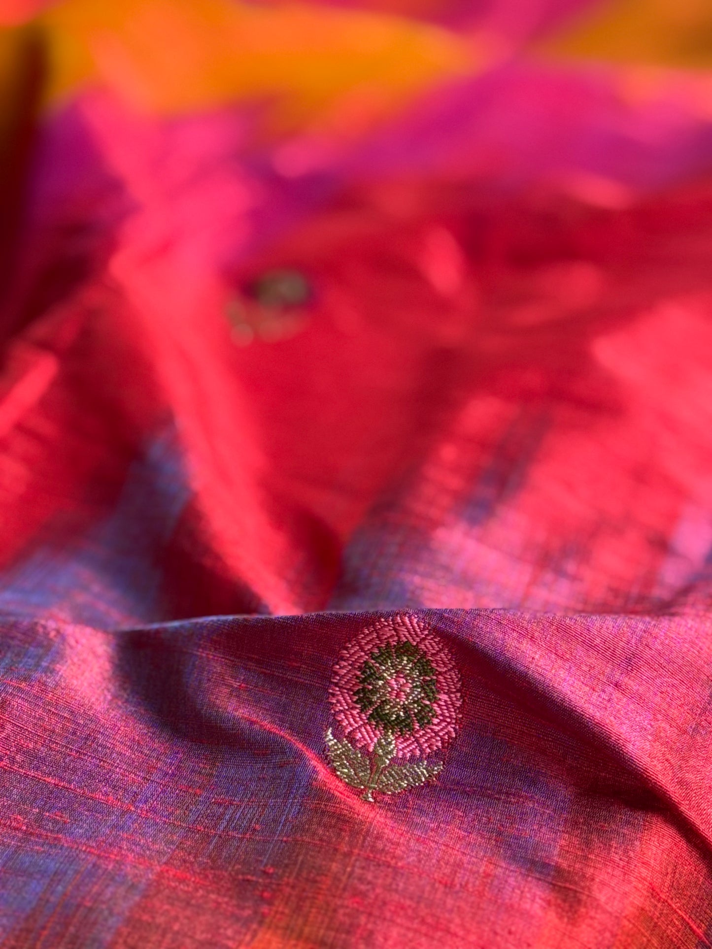 Handwoven Raw Silk Rangkat Fabric Thaan