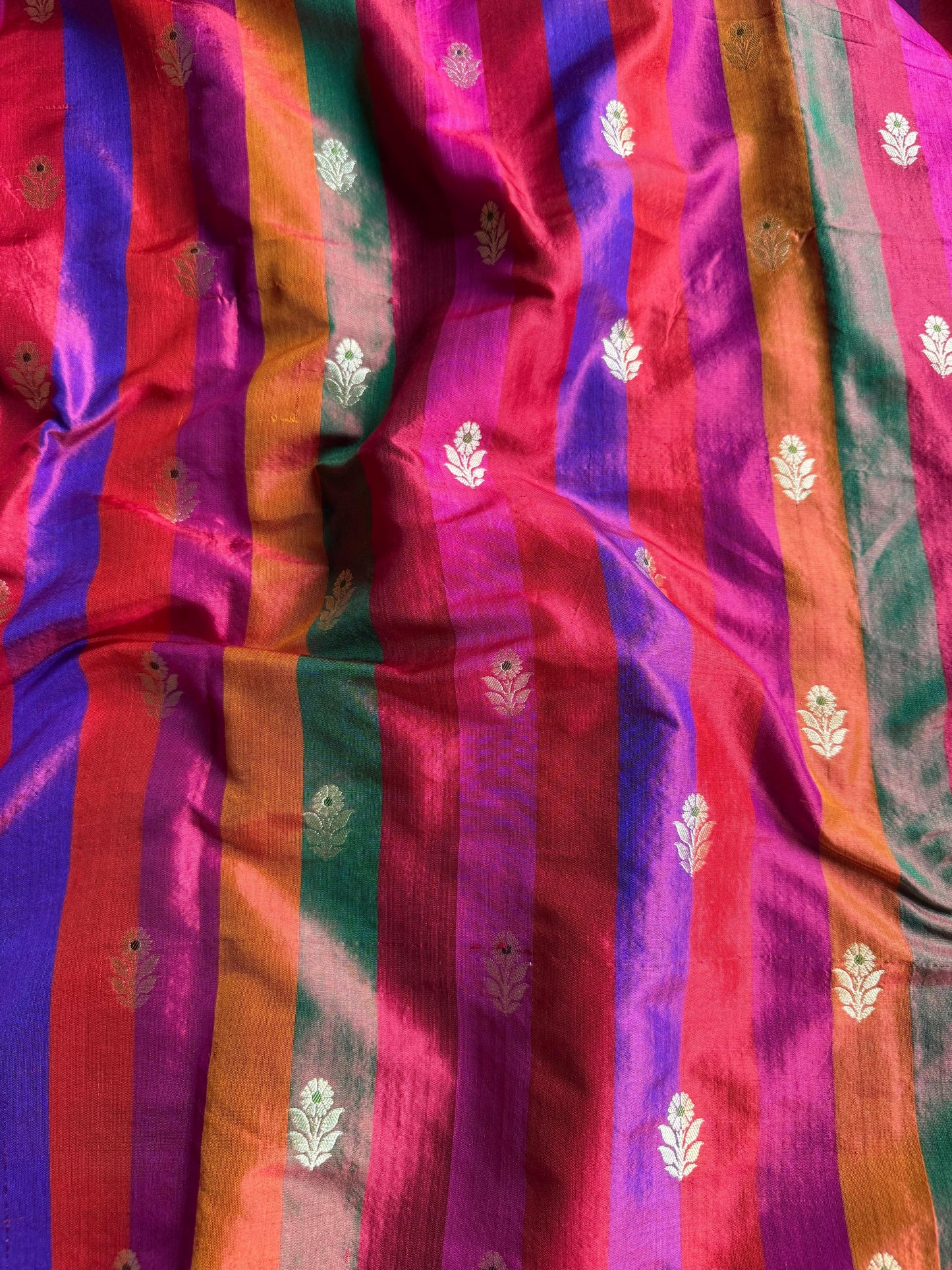 Handwoven Silk Striped Rangkat Kadhwa Thaan