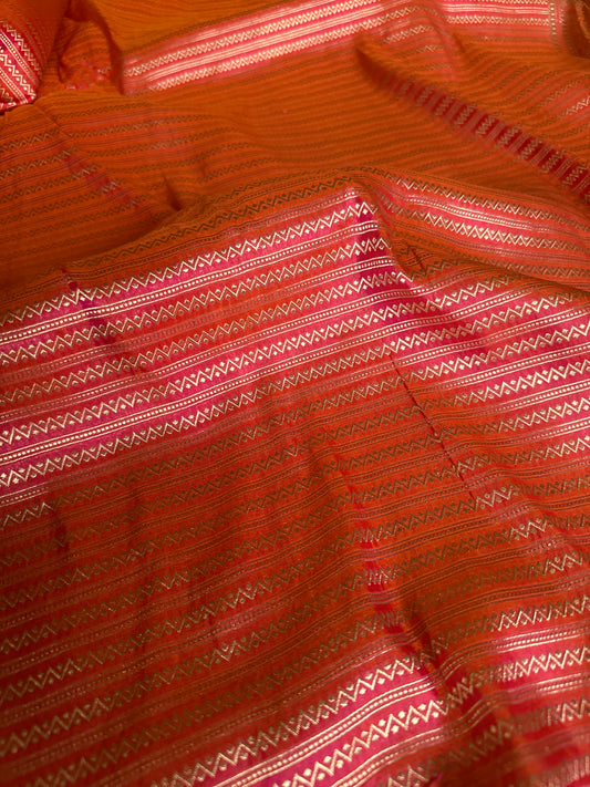 Handwoven Chevron Brocade Meenakari Banarasi Saree