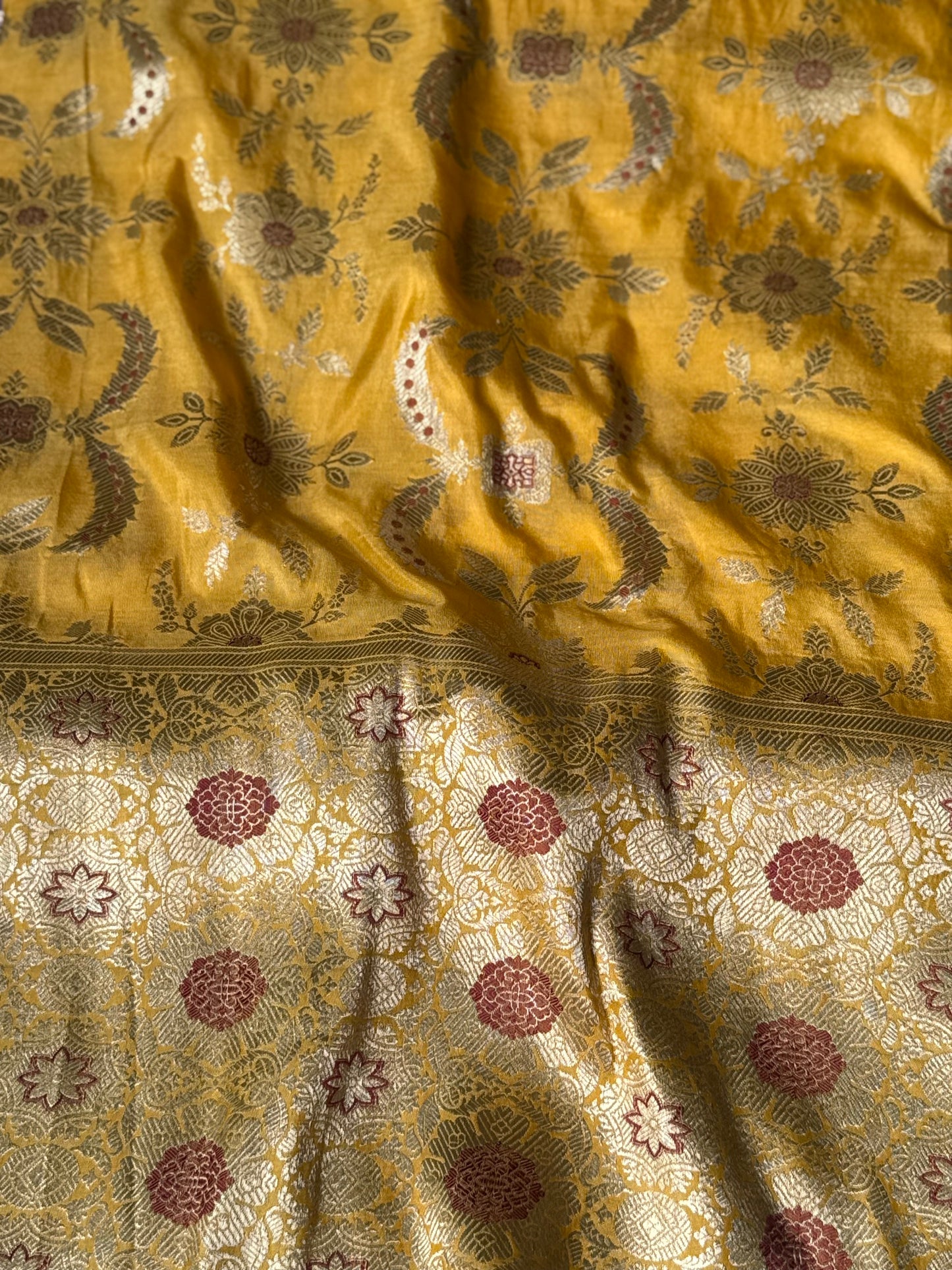 Handwoven Yellow Silk Daman Thaan