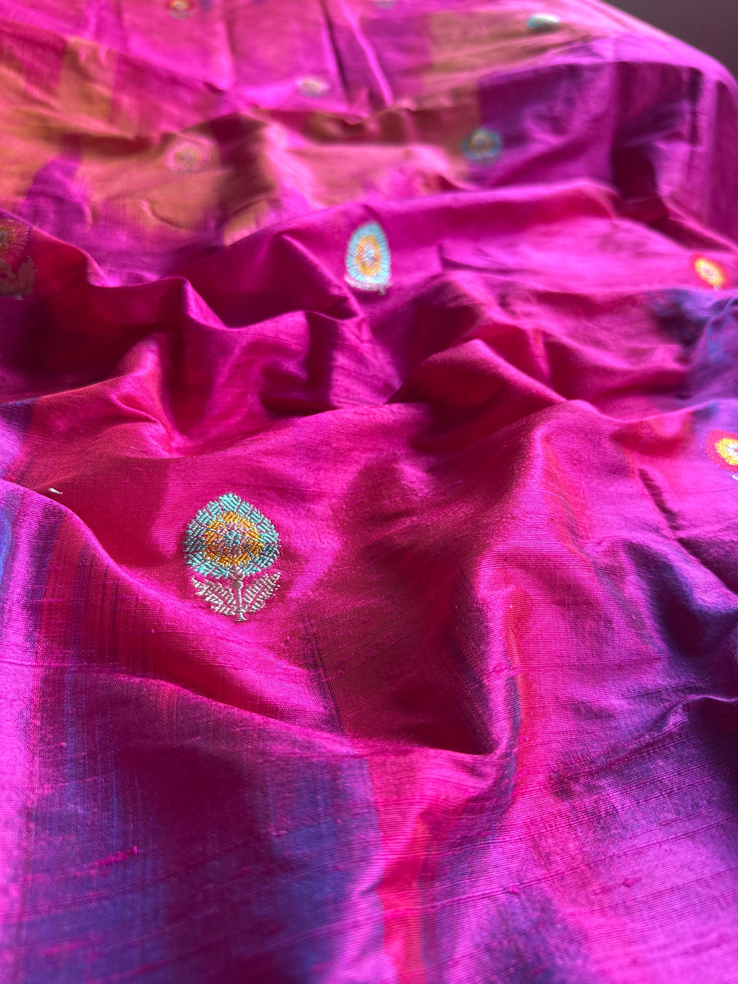 Handwoven Raw Silk Pastel Rangkat Fabric Thaan