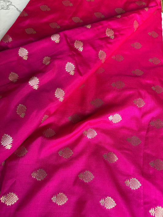 Handwoven Pink Satin Silk Pineapple Motifs Thaan