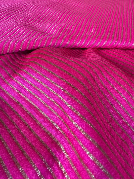 Handwoven Pink Silk Stripe Fabric Thaan