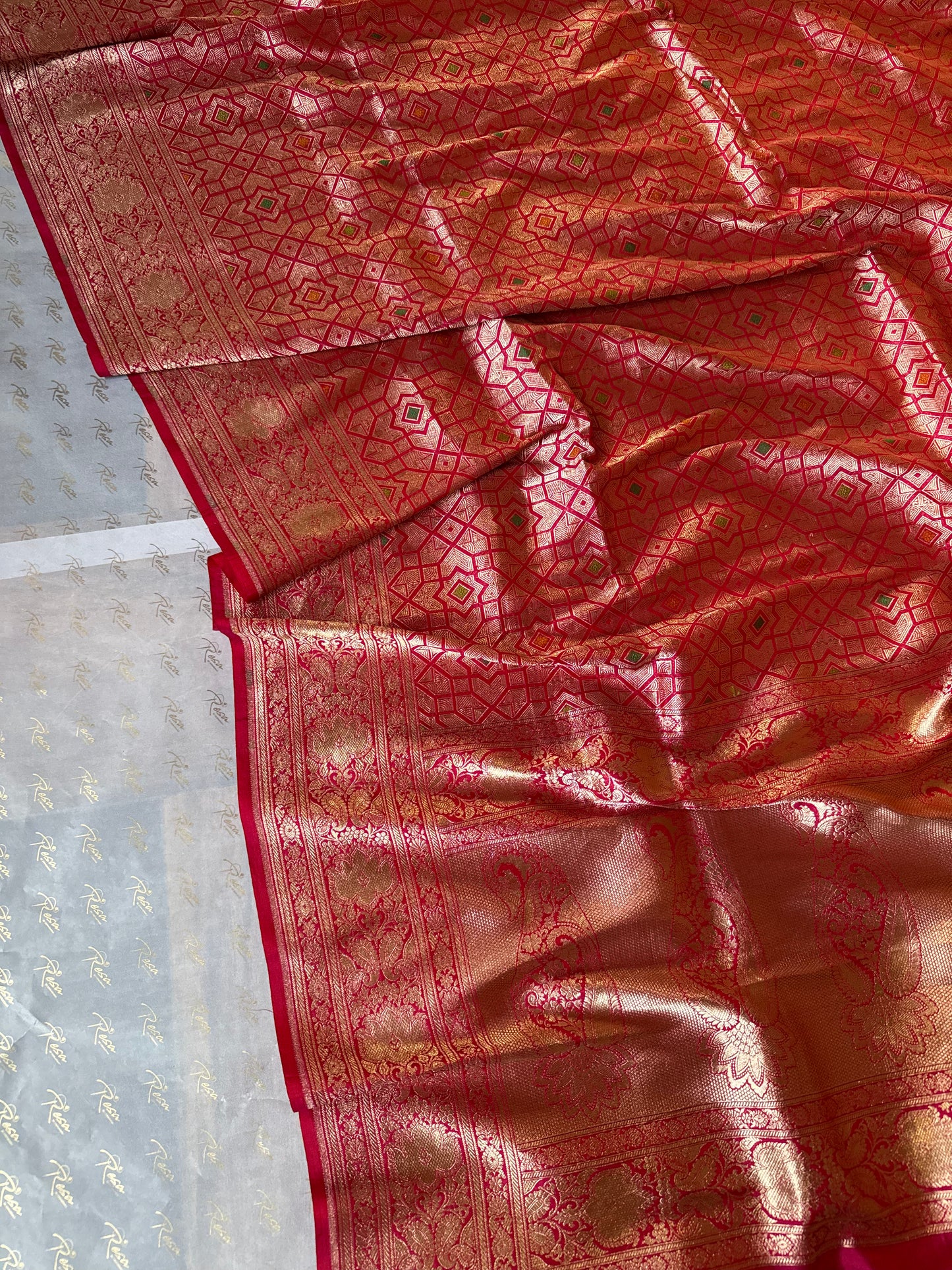 Handwoven Pink Brocade Meenakari Banarasi Saree