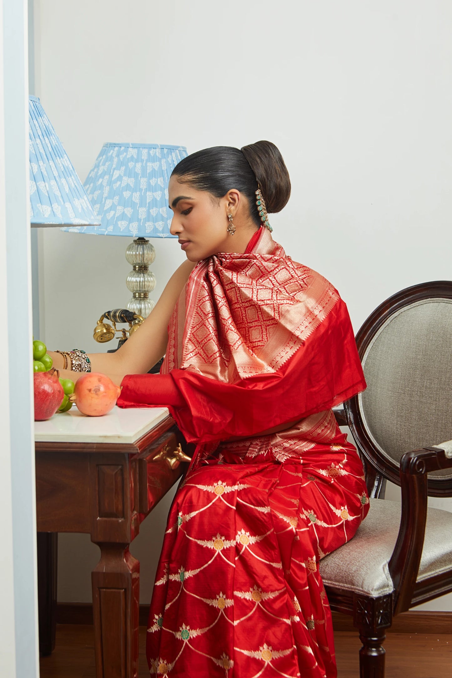 Handwoven Katan Silk Meenakari Jaal Saree