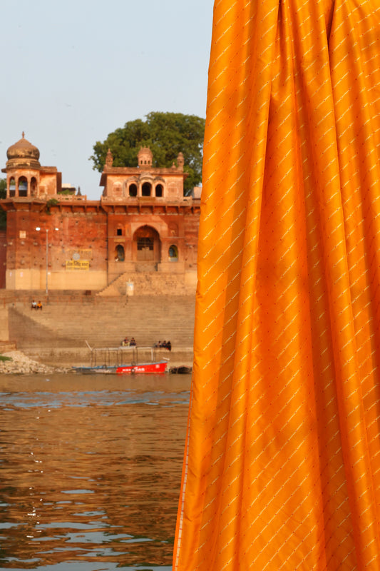 Handwoven Yellow Silk Fabric Thaan