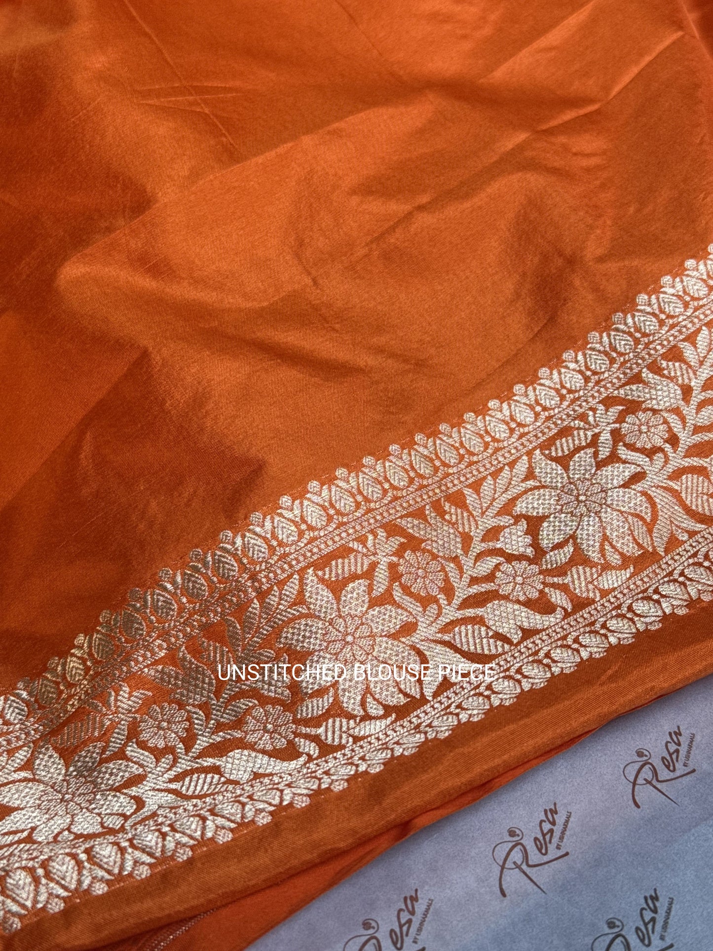 Handwoven Orange Katan Silk Bird Banarasi Saree