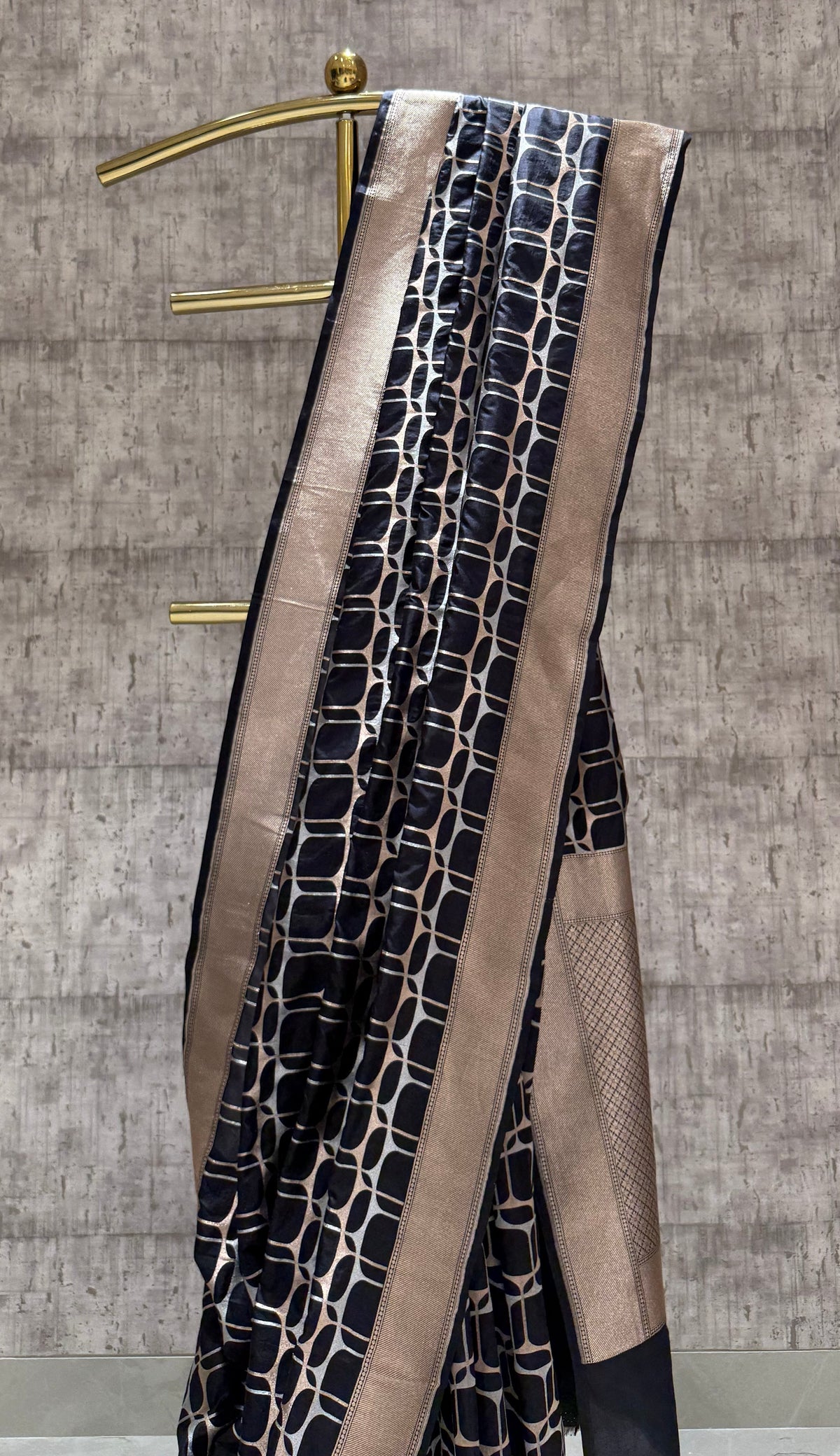 Handwoven black abstract cocktail saree