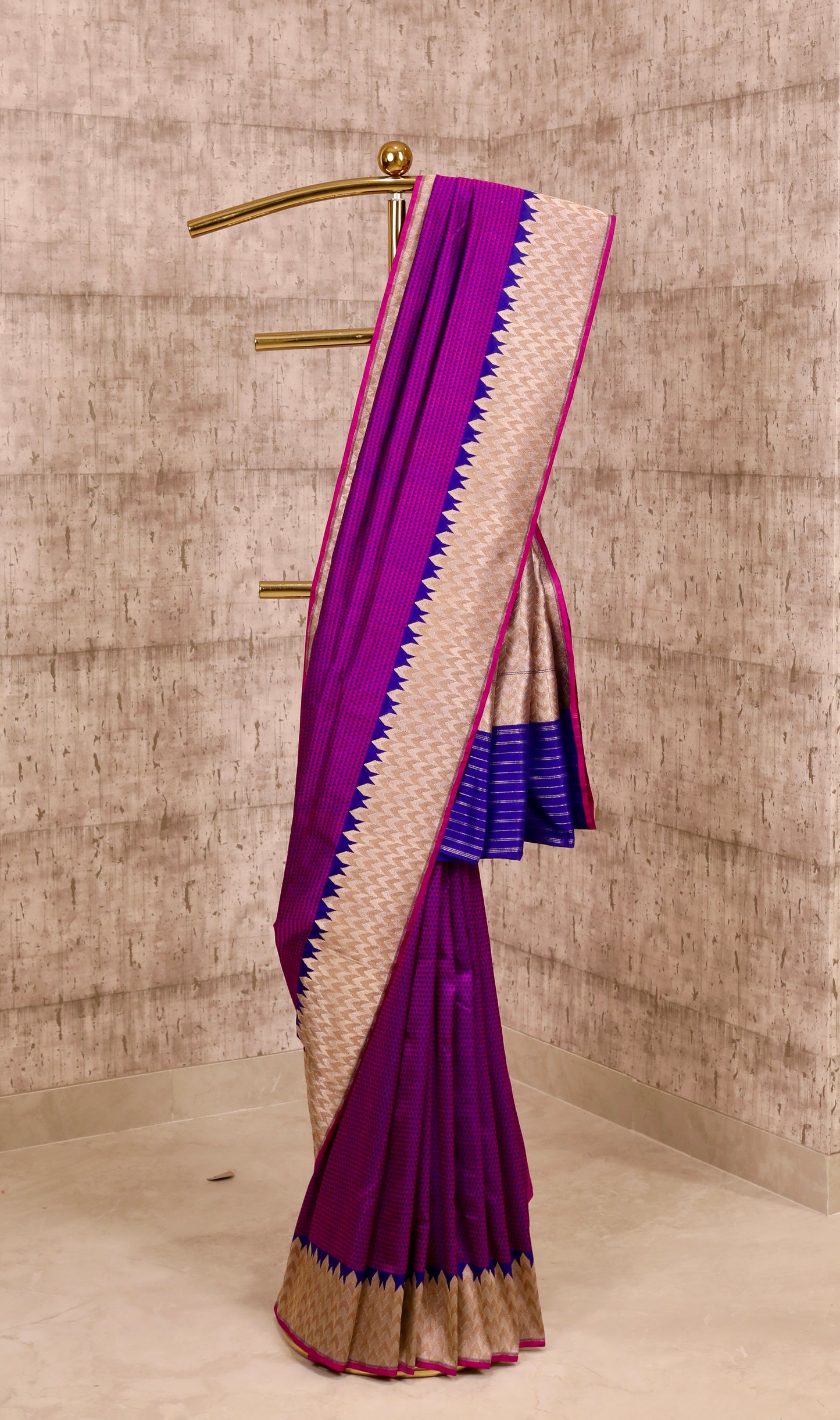 Handwoven purple tanchoi silk banarasi saree