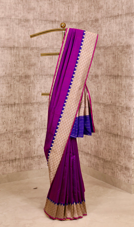 Handwoven purple tanchoi silk banarasi saree