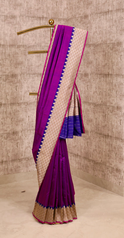 Handwoven purple tanchoi silk banarasi saree