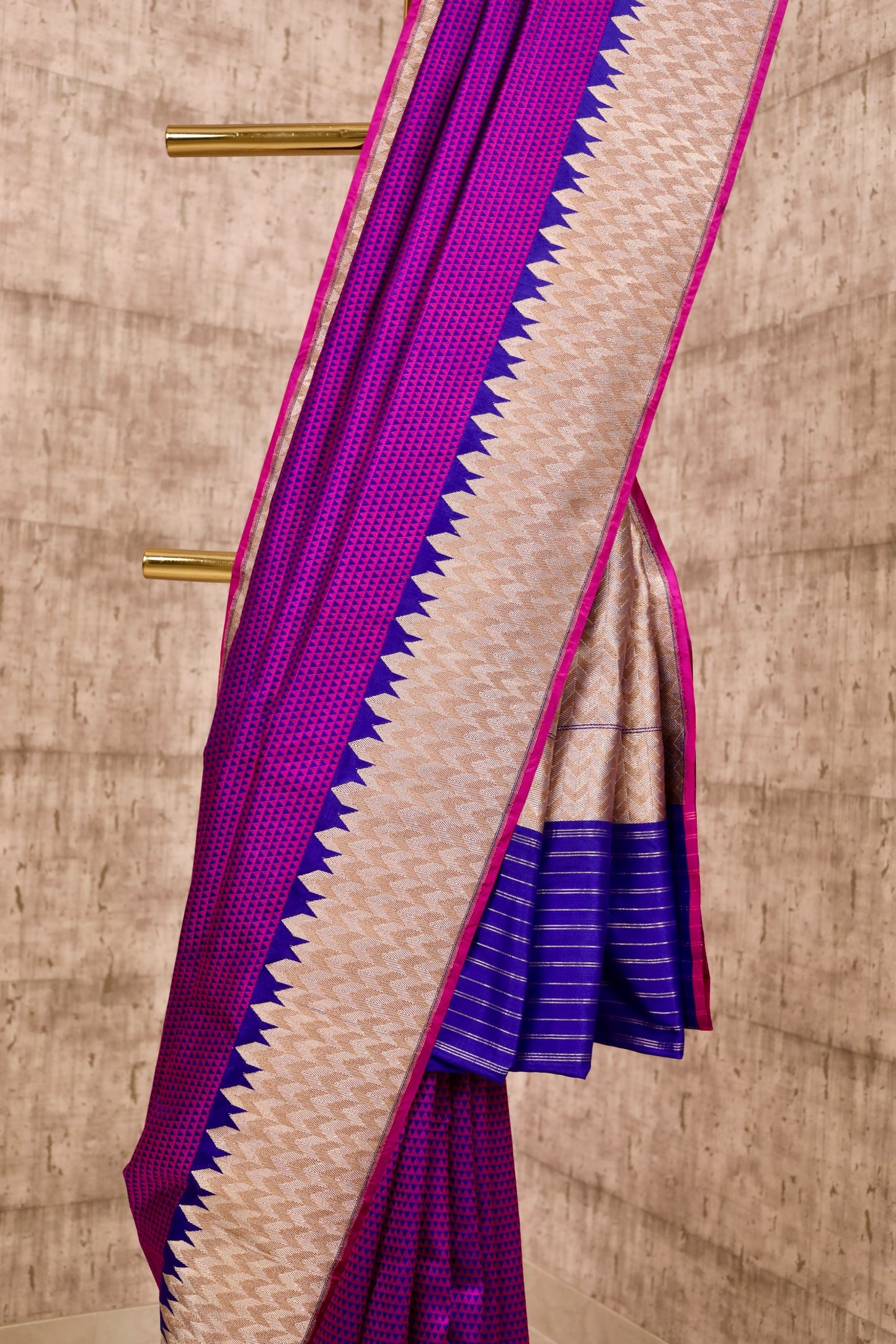 Handwoven purple tanchoi silk banarasi saree
