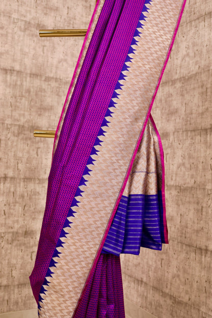Handwoven purple tanchoi silk banarasi saree