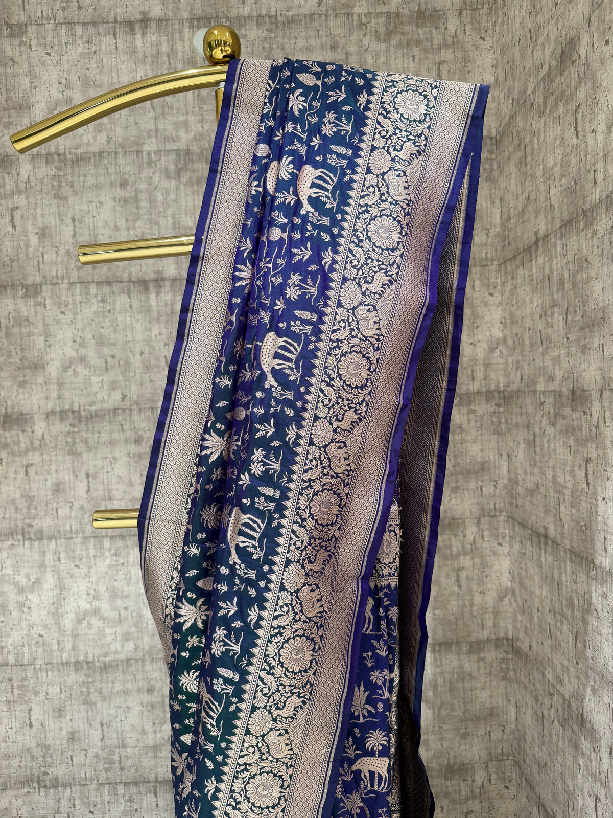 Handwoven katan silk shikargah saree