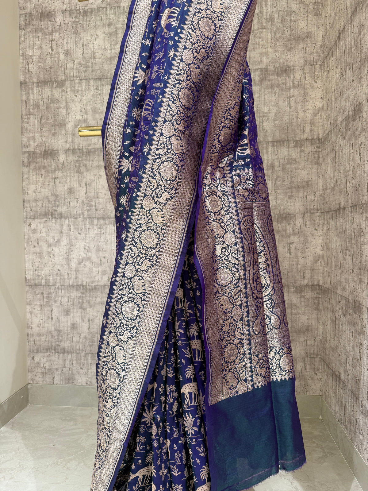 Handwoven katan silk shikargah saree