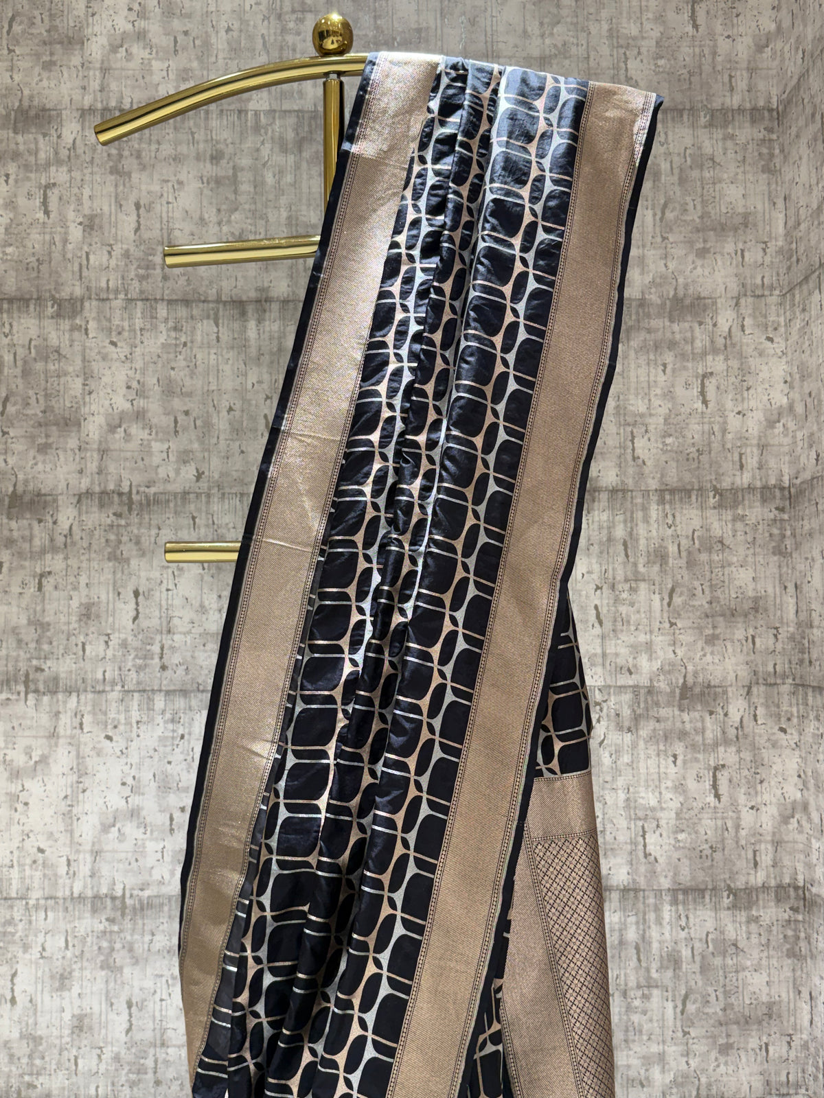 Handwoven black abstract cocktail saree