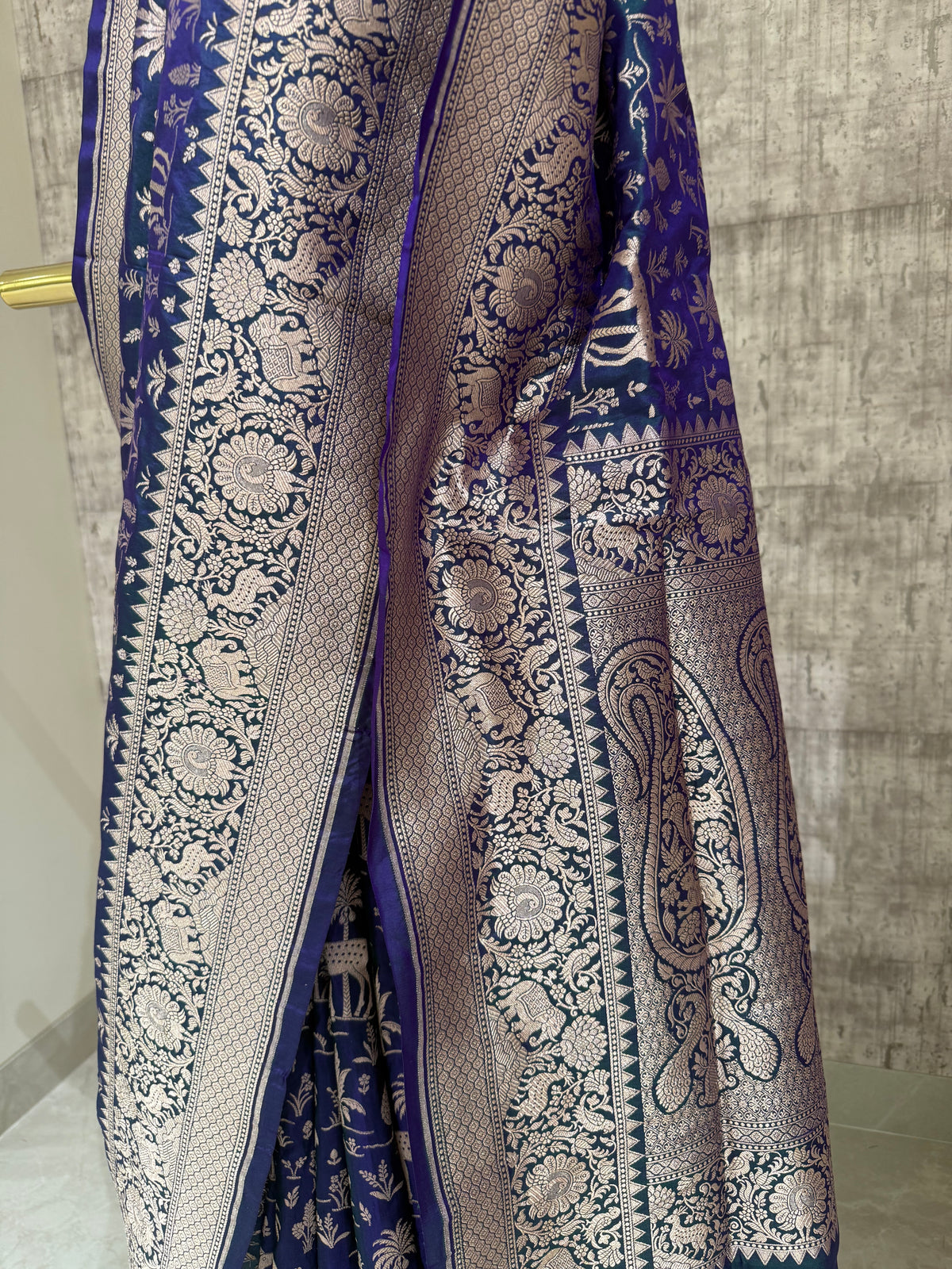 Handwoven katan silk shikargah saree
