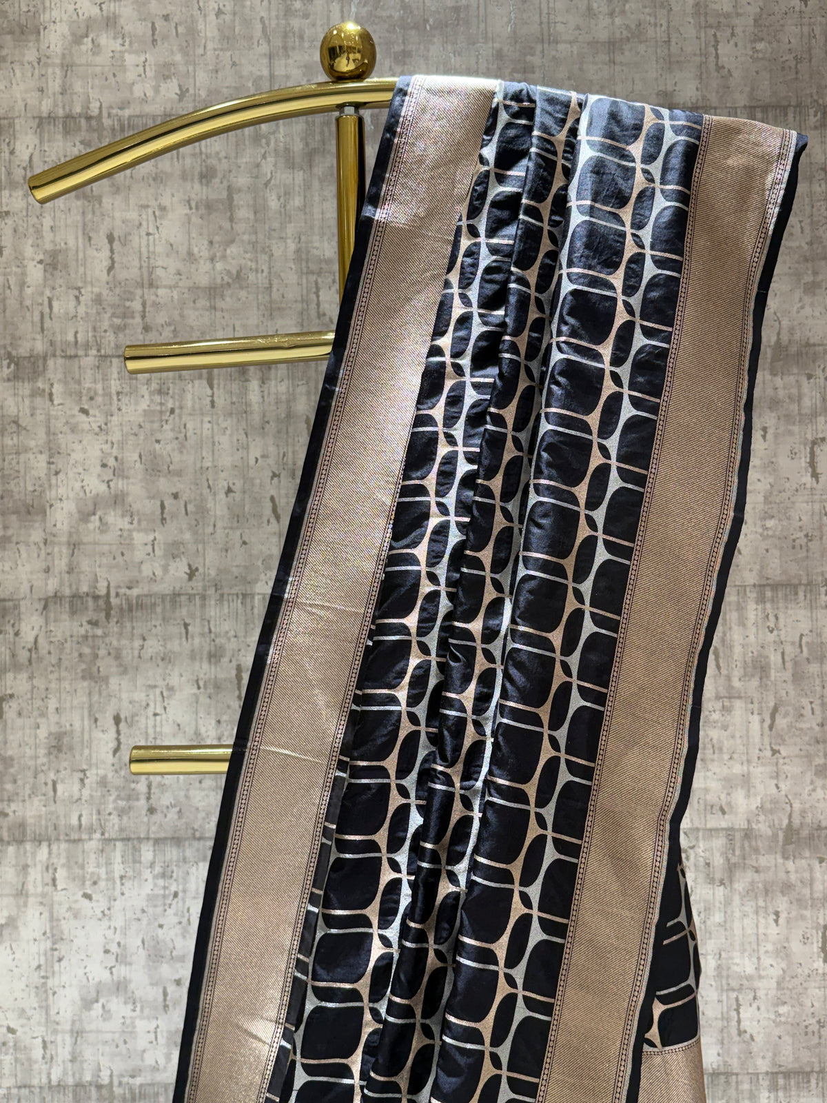 Handwoven black abstract cocktail saree