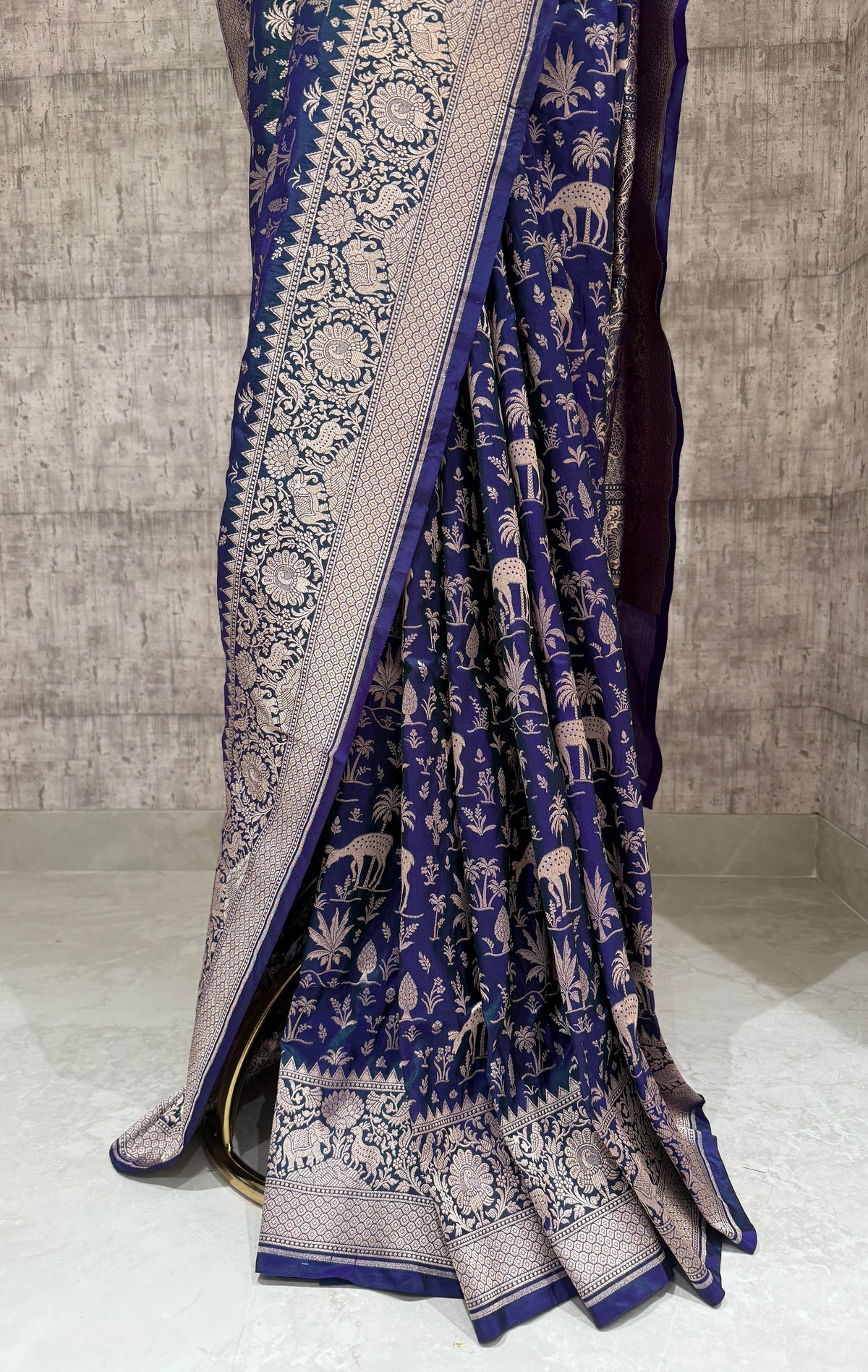Handwoven katan silk shikargah saree