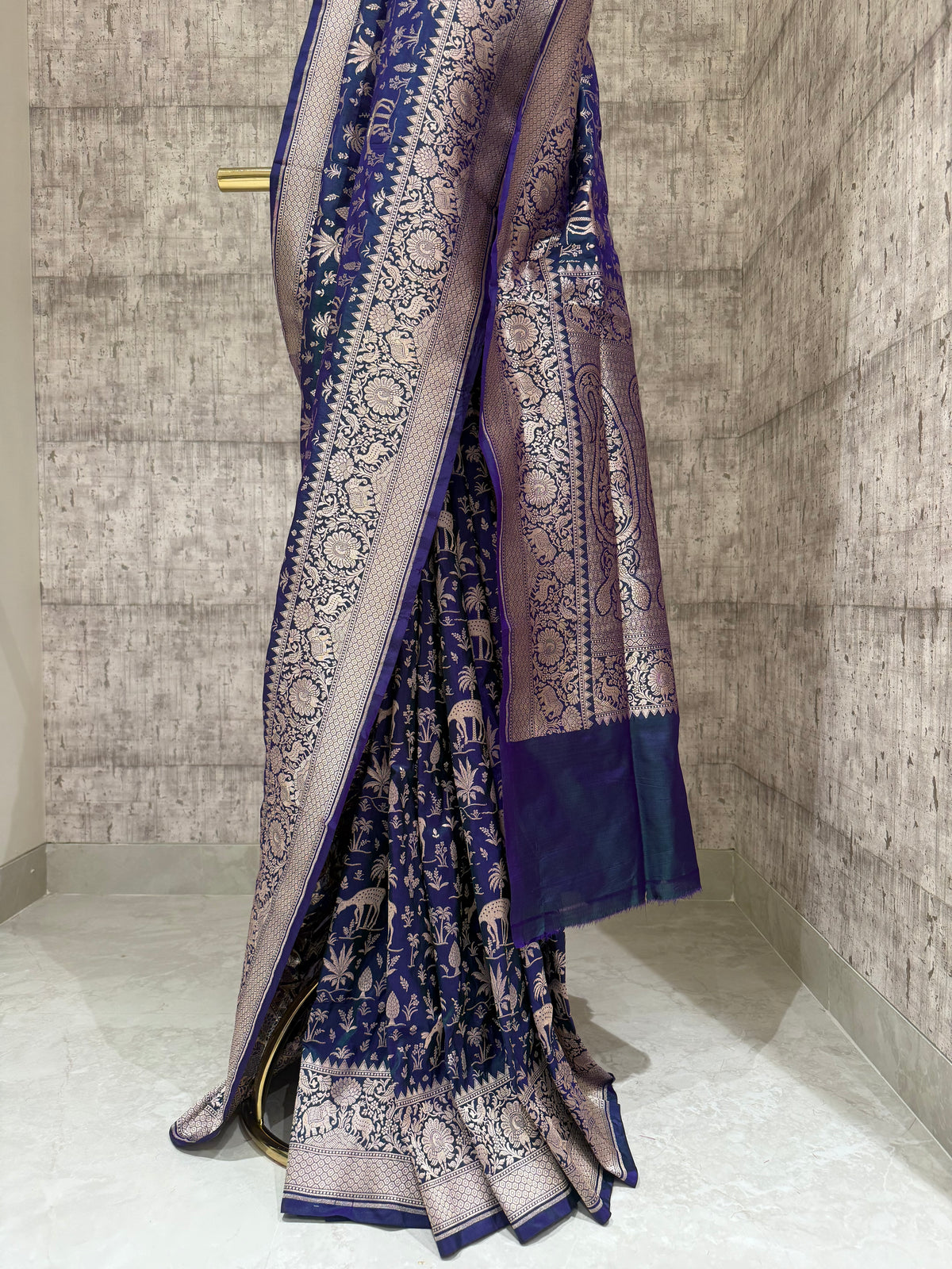 Handwoven katan silk shikargah saree