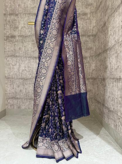 Handwoven katan silk shikargah saree