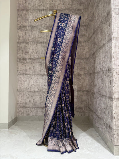 Handwoven katan silk shikargah saree