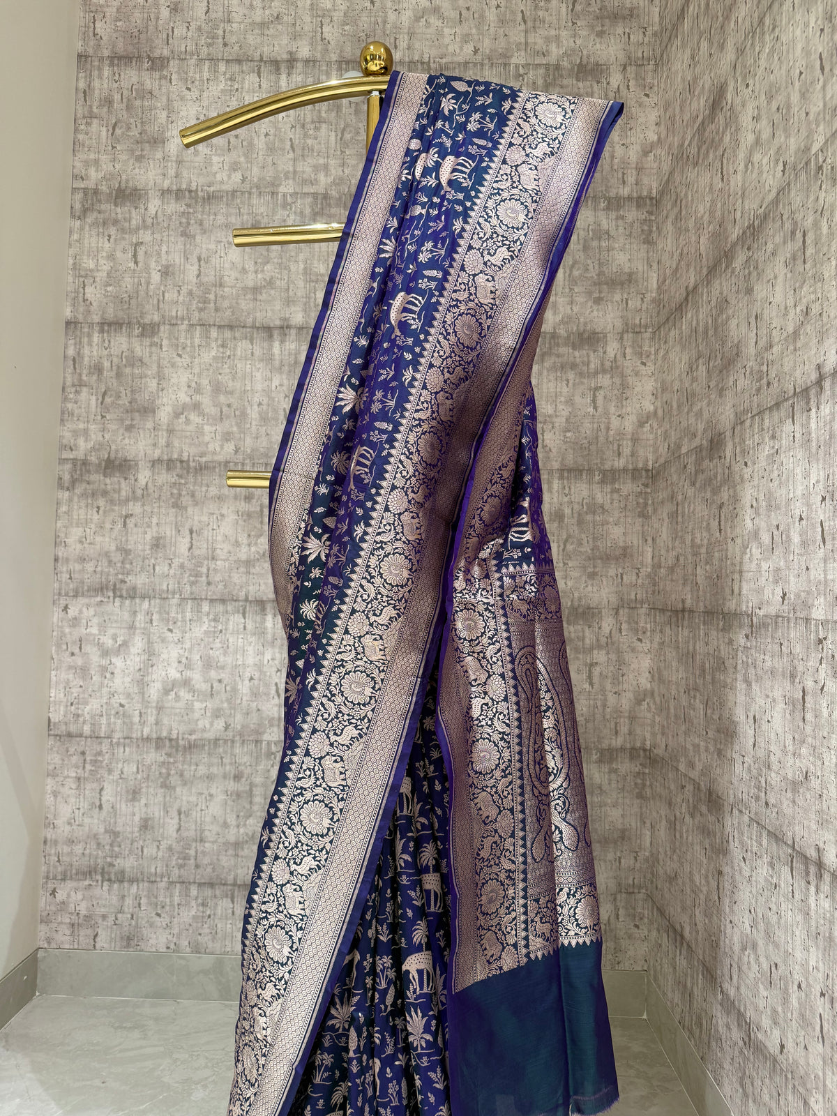 Handwoven katan silk shikargah saree