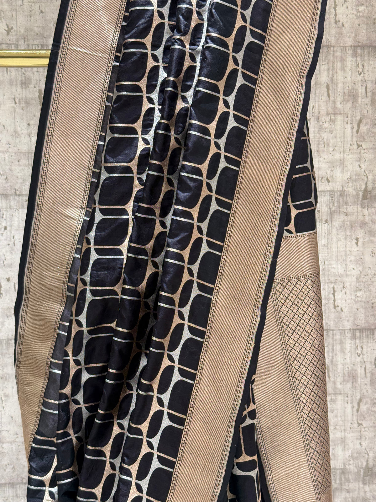 Handwoven black abstract cocktail saree