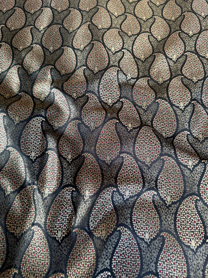 Handwoven Black Silk Paisley Brocade Meenakari Thaan