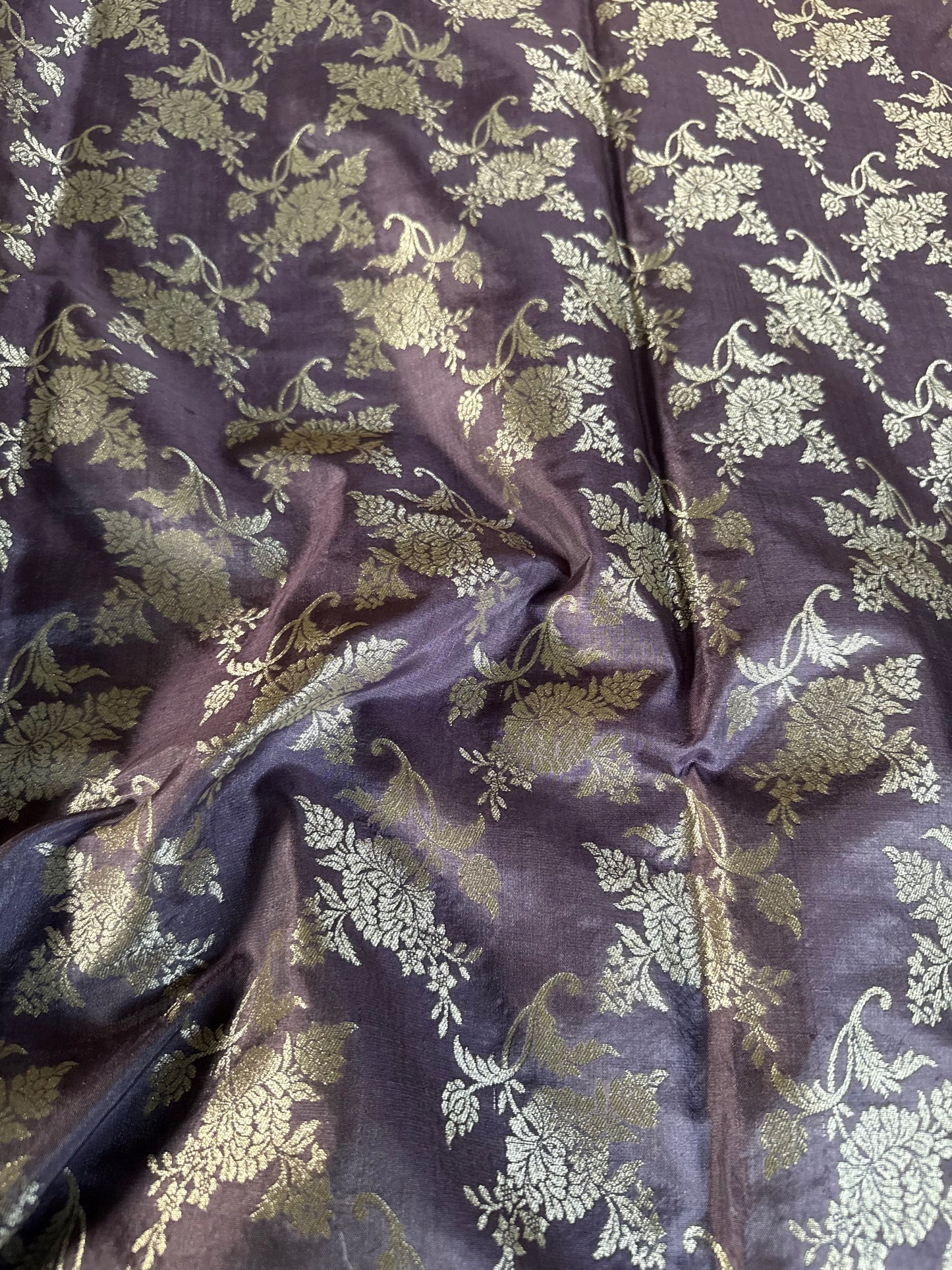 Handwoven Lavender Silk Jaal Fabric Thaan