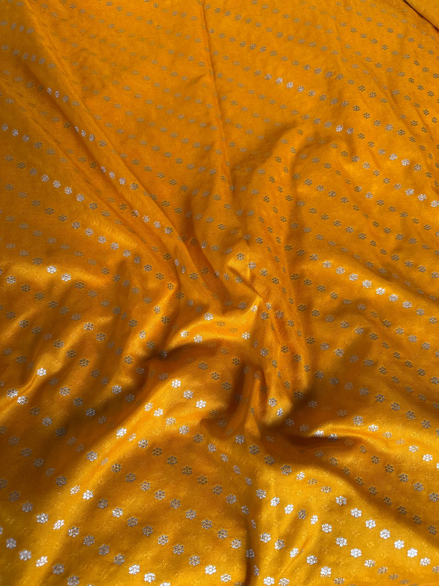 Handwoven Mustard Silk Tanchoi Fabric Thaan