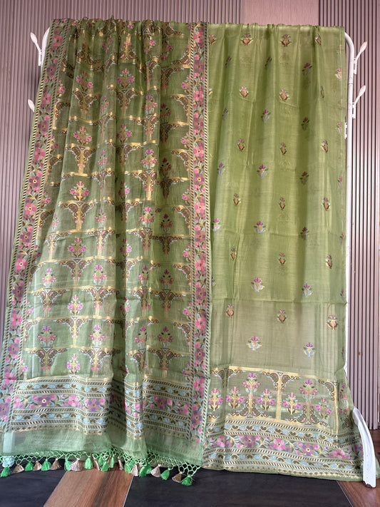 Handwoven Organza Meenakari Suit Set