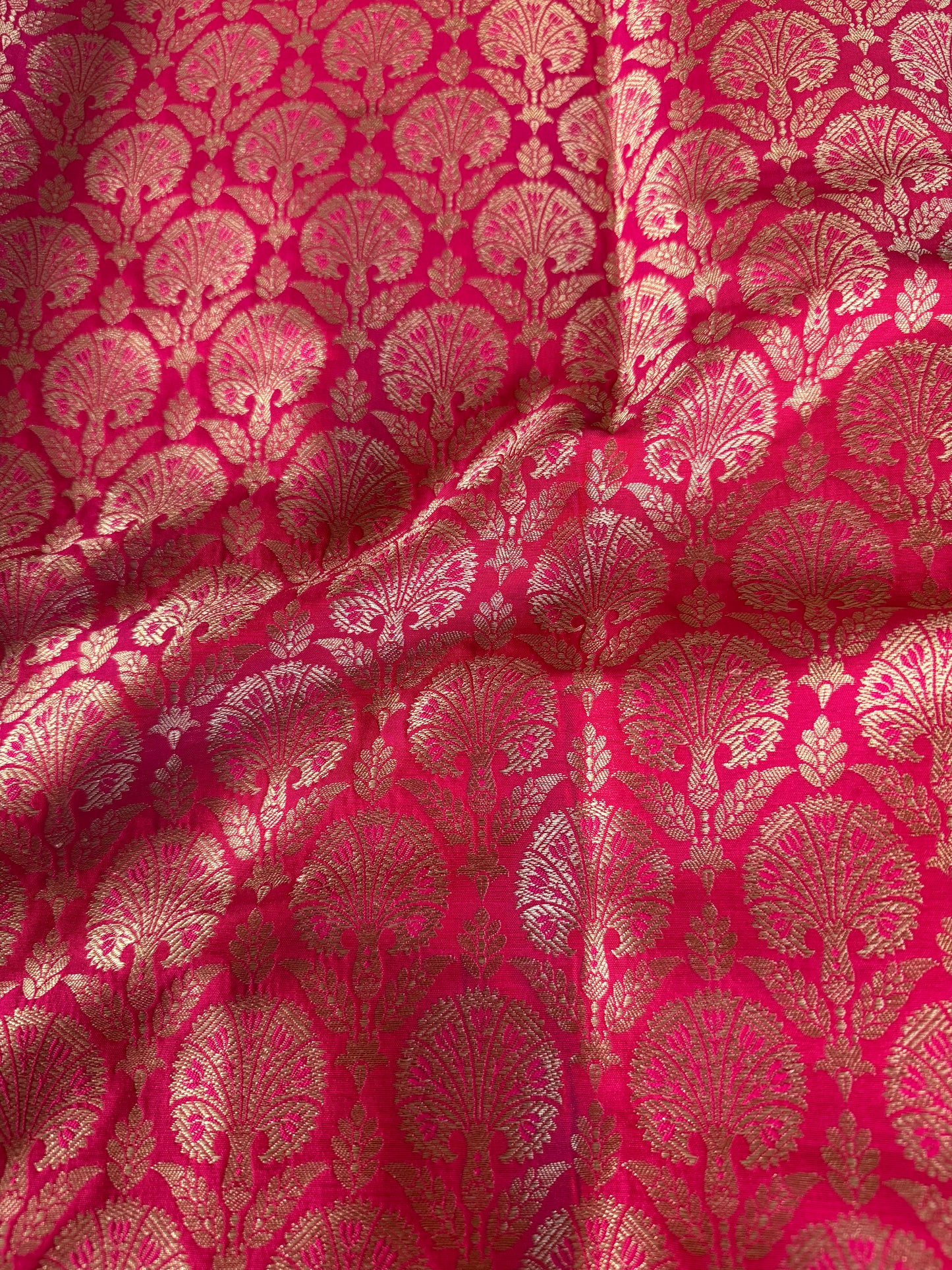 Handwoven Pink Silk Brocade Fabric Thaan