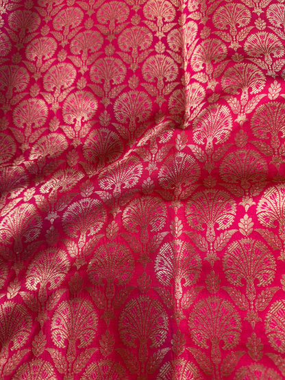 Handwoven Pink Silk Brocade Fabric Thaan