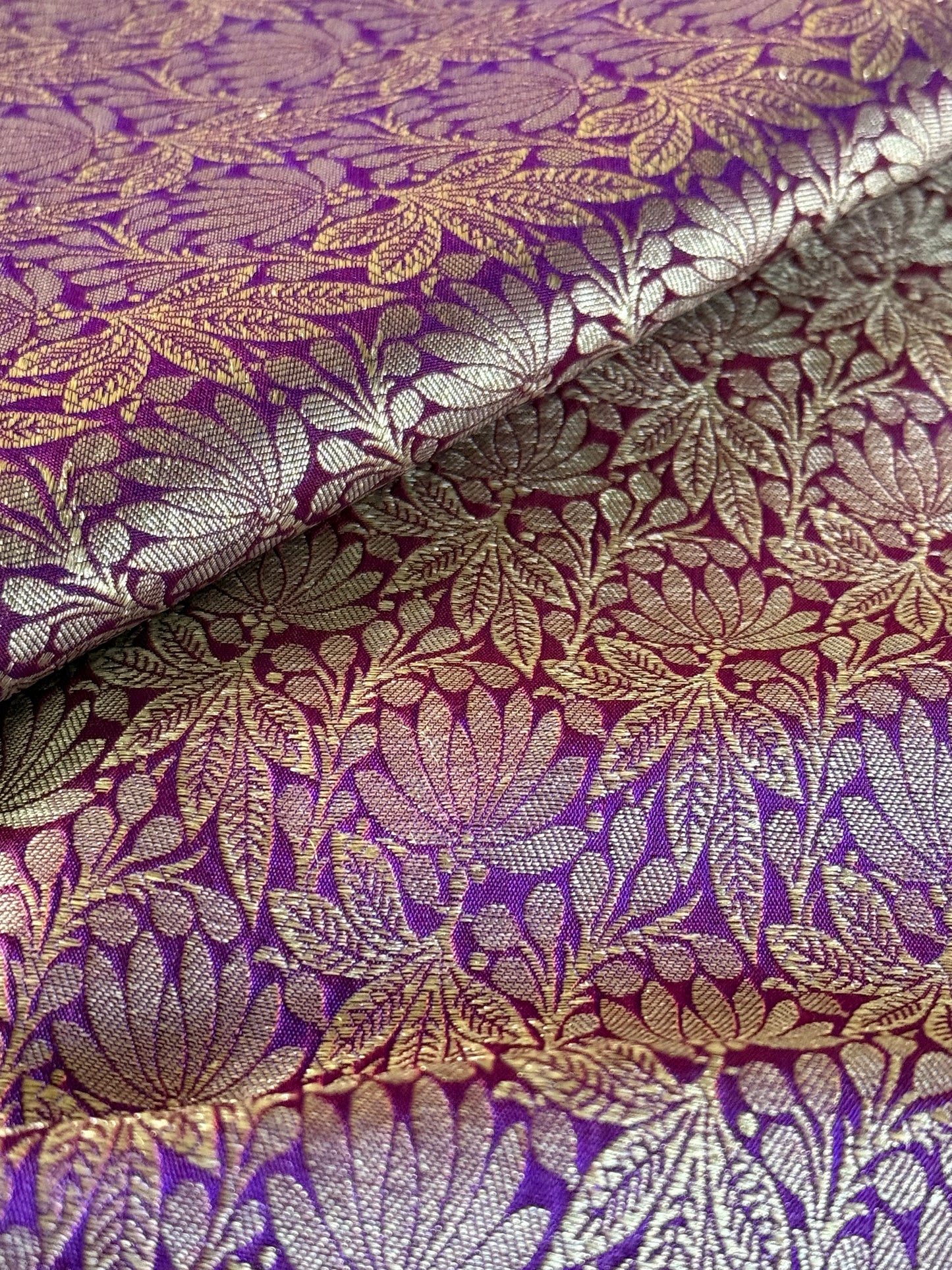 Handwoven Purple Silk Brocade Fabric Thaan