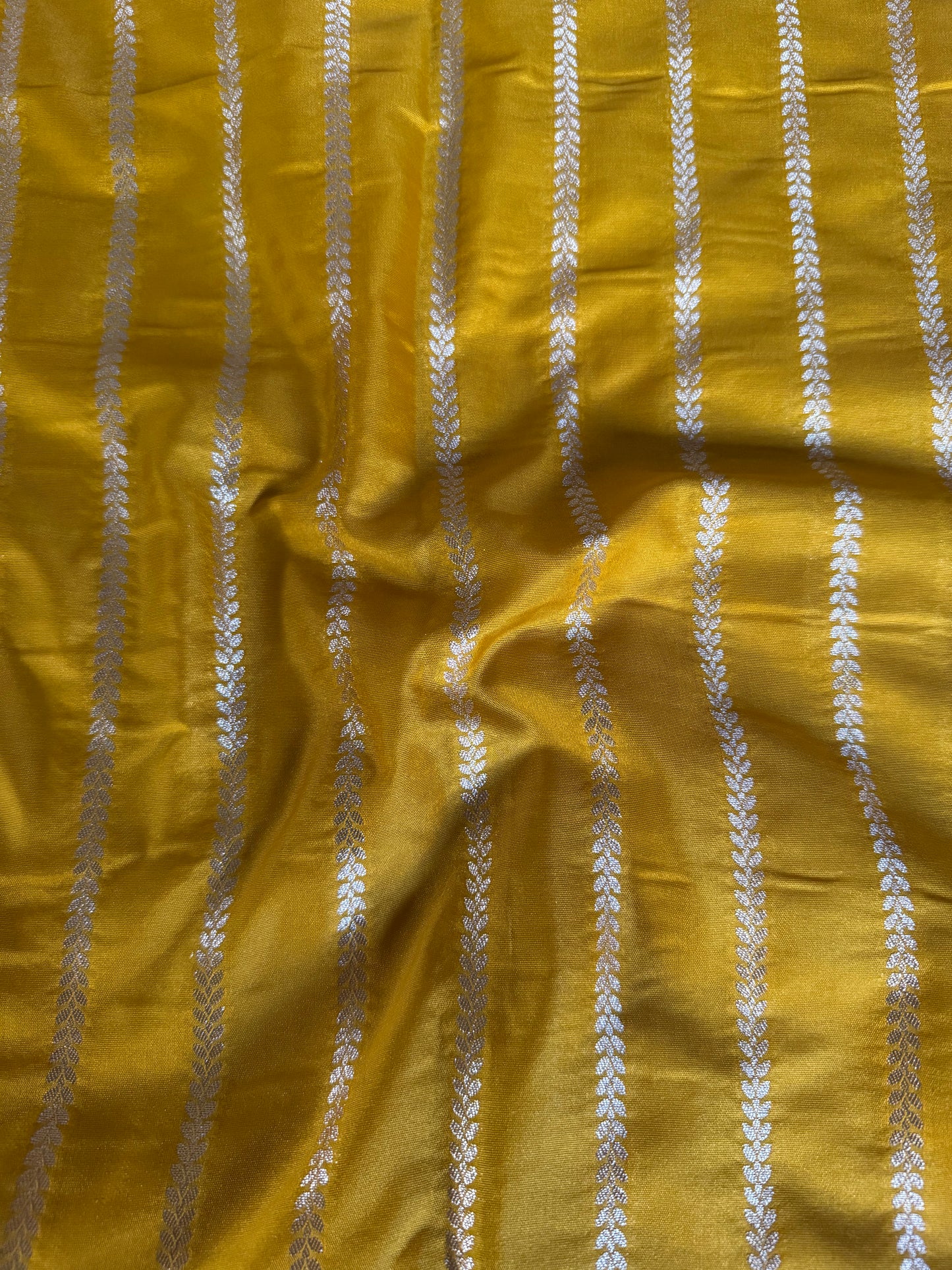 Yellow Silk Stripe Fabric Thaan