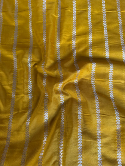 Yellow Silk Stripe Fabric Thaan