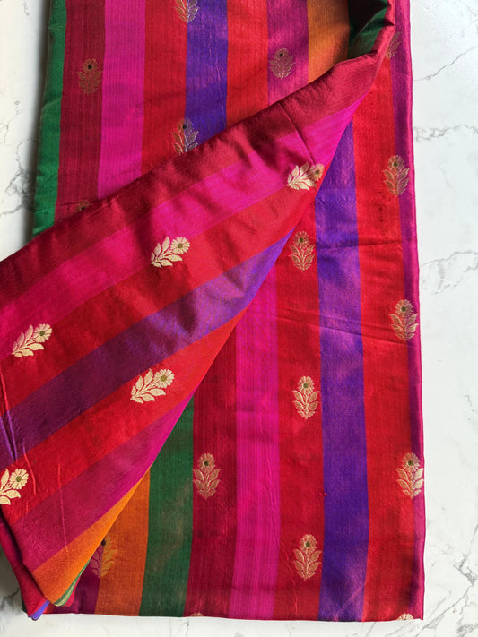 Handwoven Silk Striped Rangkat Kadhwa Thaan