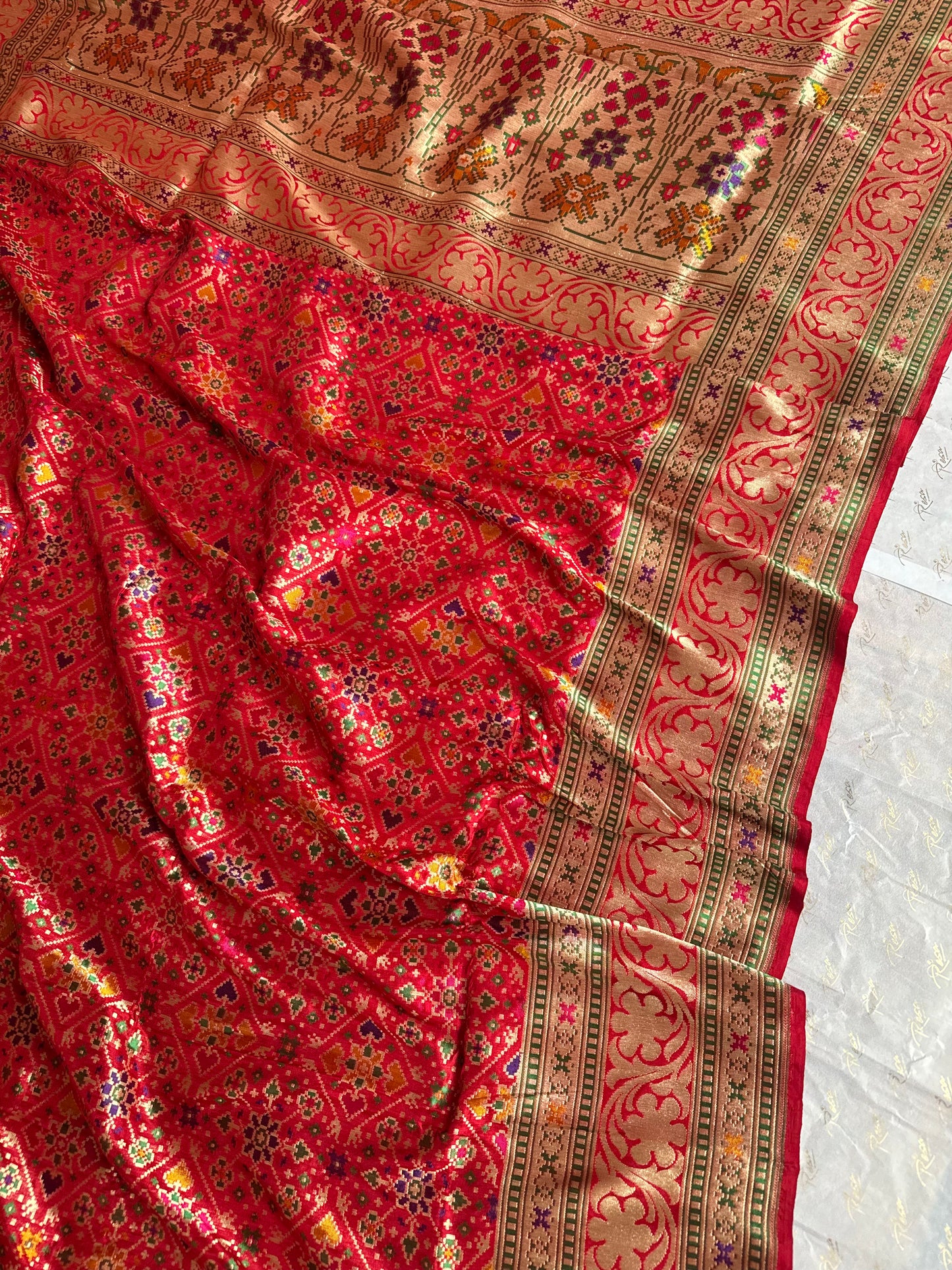 Handwoven Katan Silk Red Patola Saree