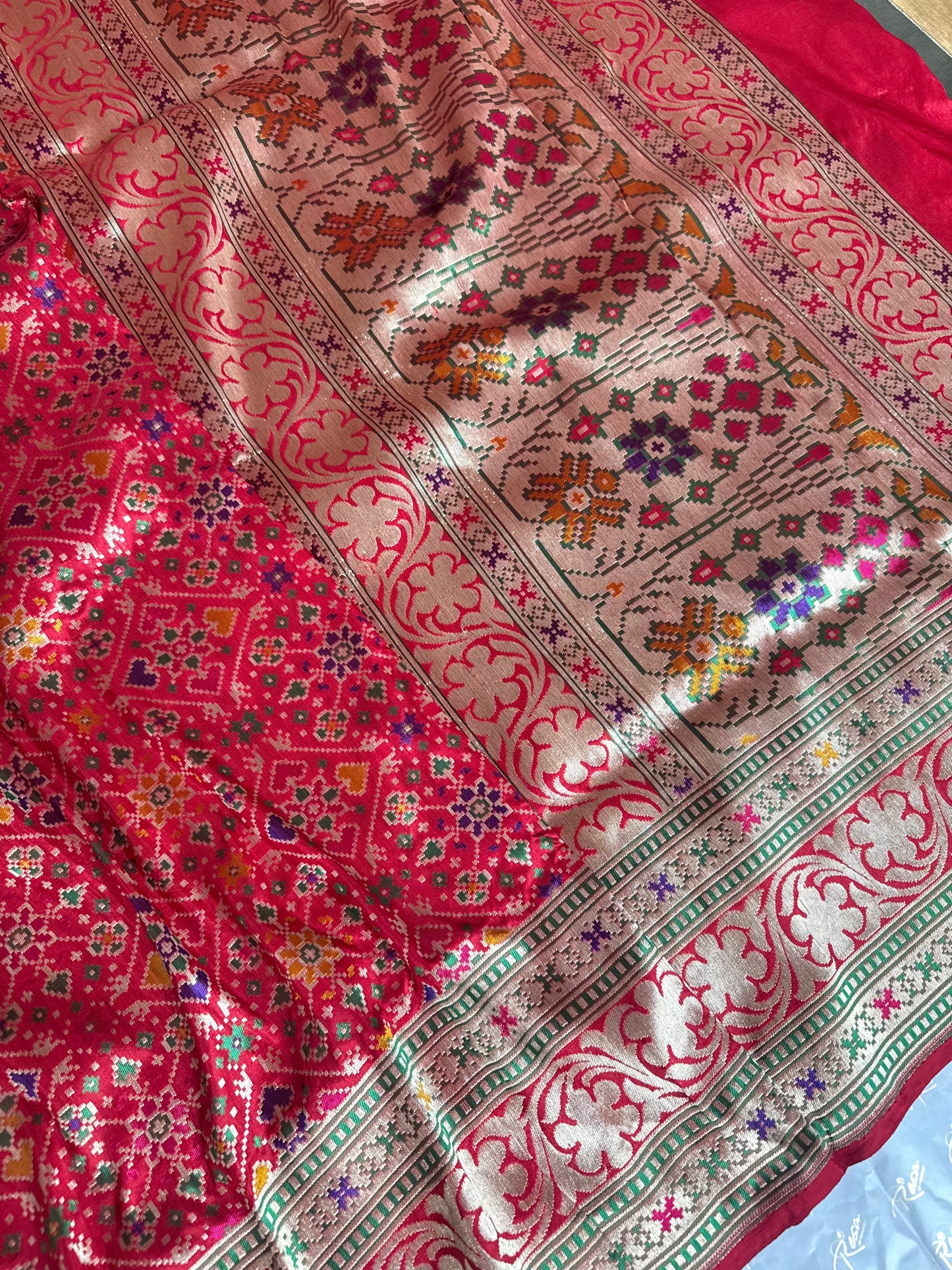 Handwoven Katan Silk Red Patola Saree