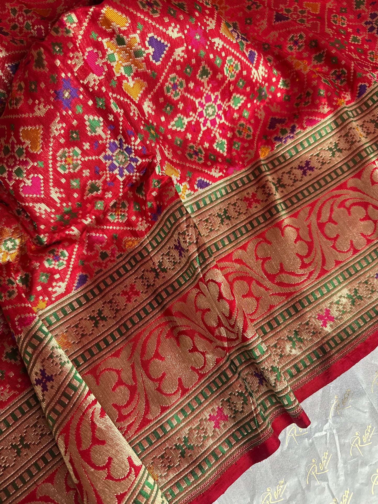 Handwoven Katan Silk Red Patola Saree