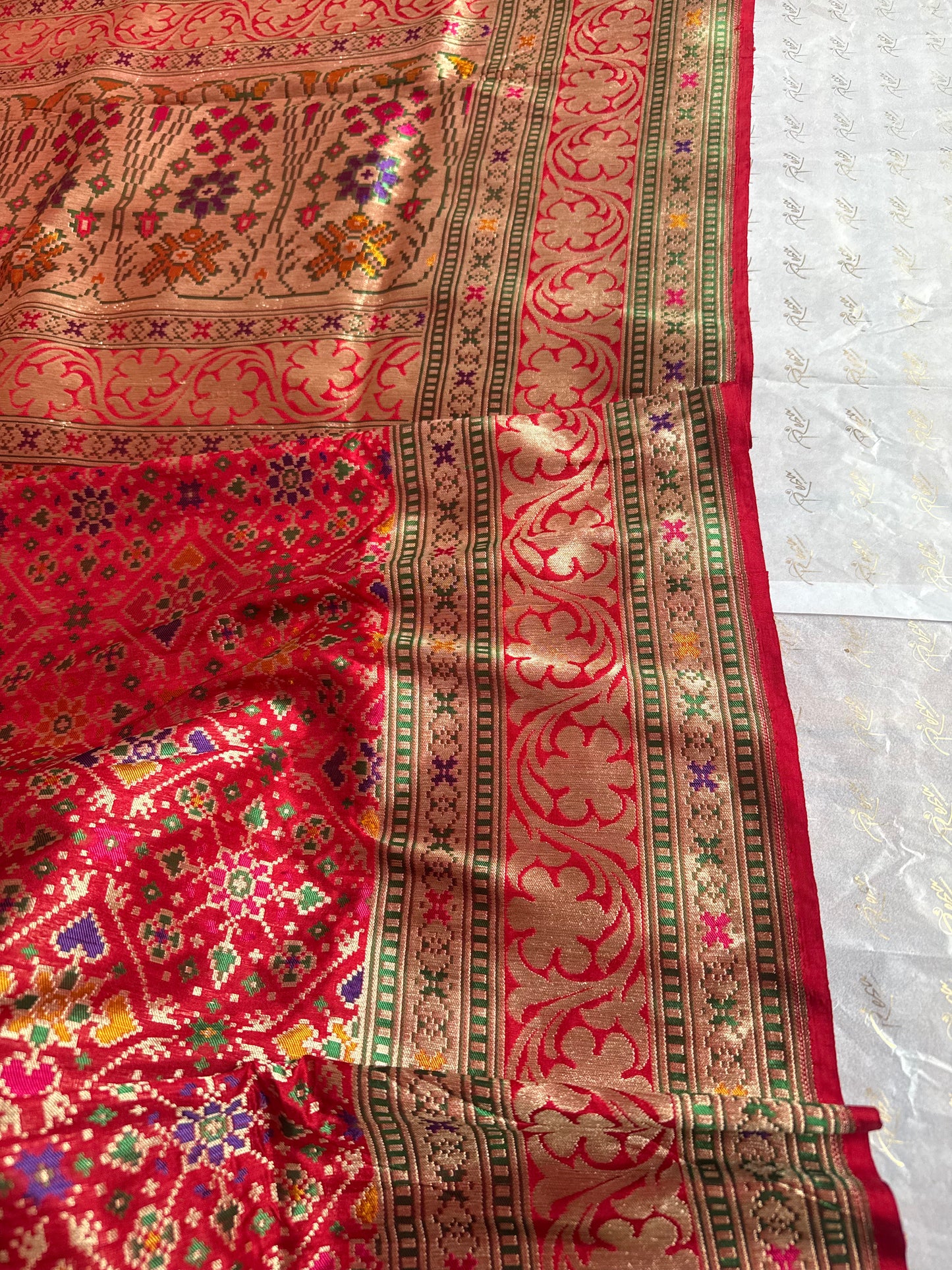 Handwoven Katan Silk Red Patola Saree