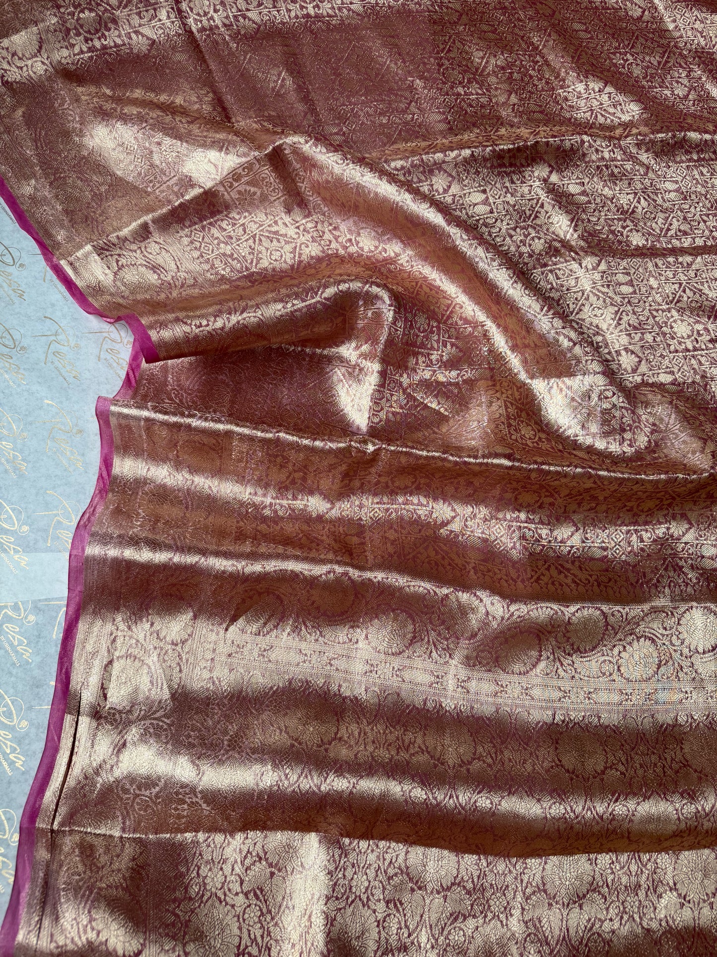 Handwoven Pink Tissue Brocade Banarasi Saree
