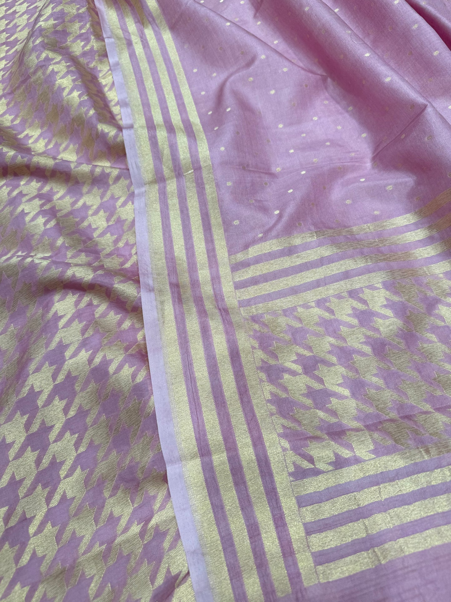 Handwoven Onion Pink Crepe Banarasi Suit Set
