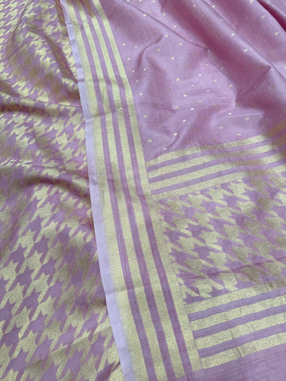 Handwoven Onion Pink Crepe Banarasi Suit Set