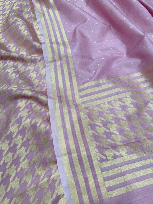 Handwoven Onion Pink Crepe Banarasi Suit Set