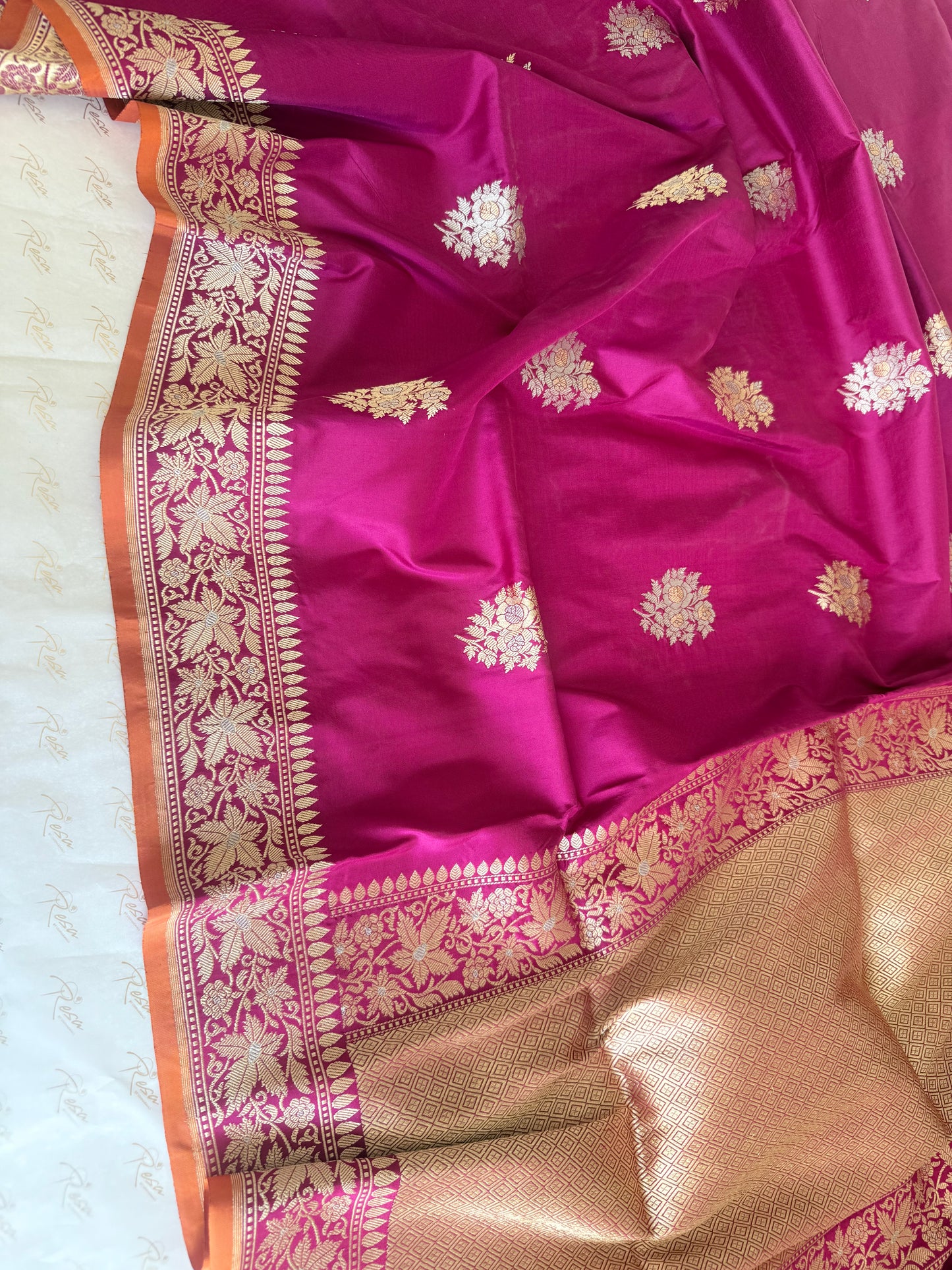 Handwoven Katan Silk Pink Kadhwa Buta saree