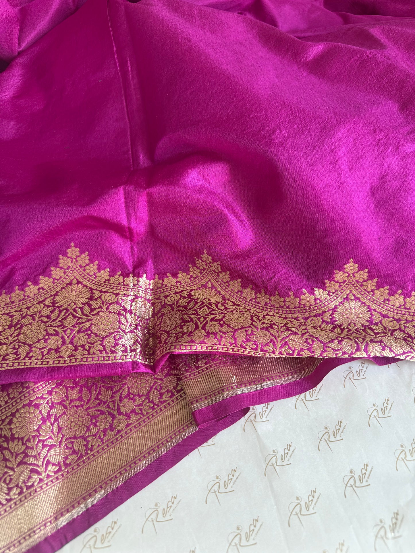Handwoven Katan Silk Magenta Jaal Saree