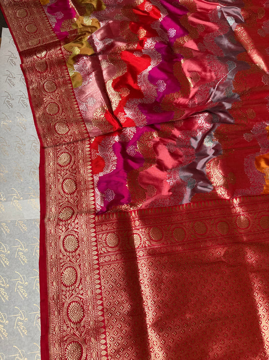Handwoven Katan Silk Rangkat Kadhwa Jaal Saree