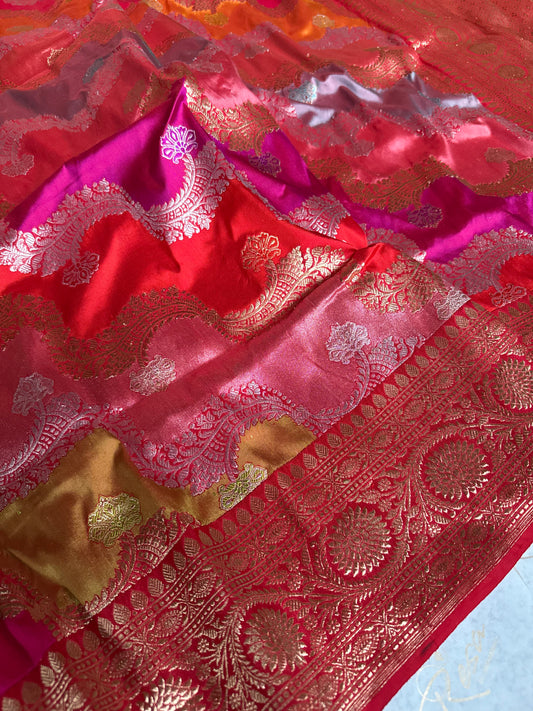 Handwoven Katan Silk Rangkat Kadhwa Jaal Saree